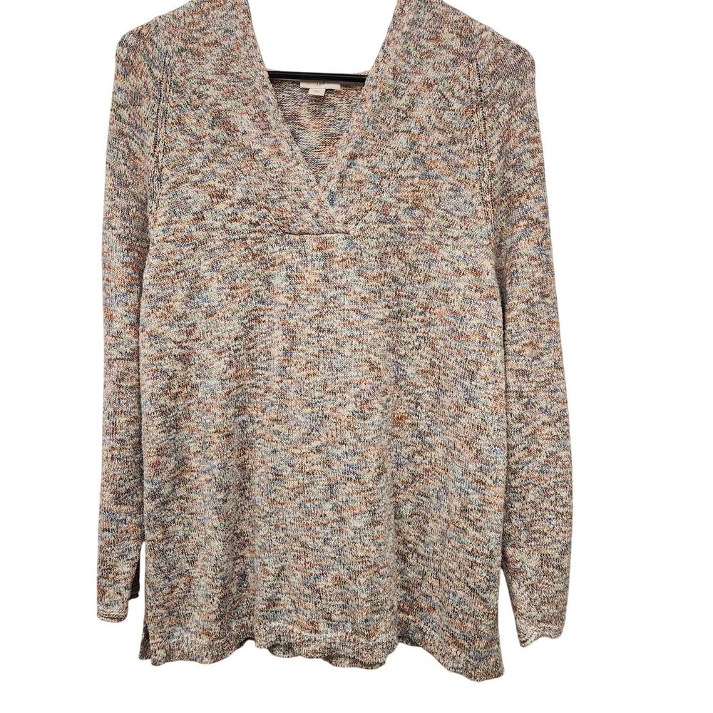 J. Jill Marled V-Neck Sweater Top Cotton Blend Multicolor Boho Knit